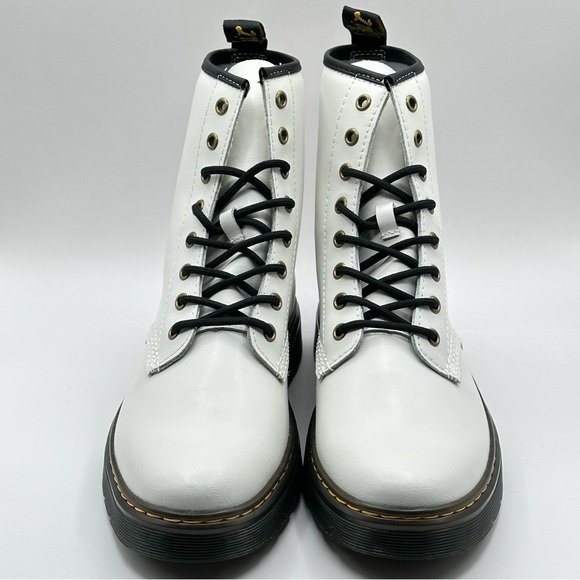 Unisex Dr. Martens Zavala White Leather Combat Boot Women’s Size 11=Men 10 New - Picture 2 of 10